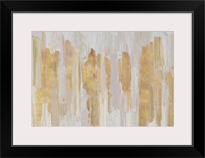 Contemporary abstract painting in golden shades.