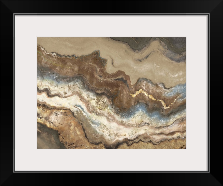 Contemporary abstract artwork resembling sedimentary rock layers.