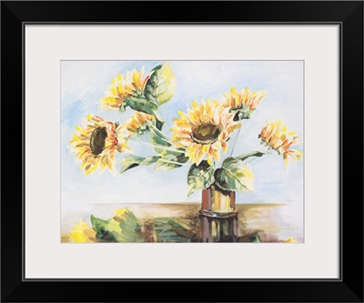 Sunflowers On Golden Vase
