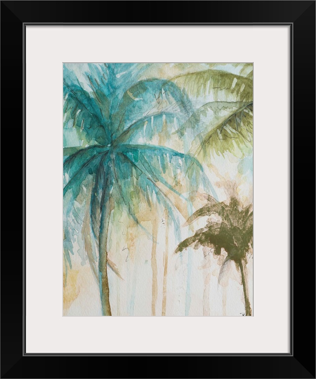 Watercolor Palms in Blue I