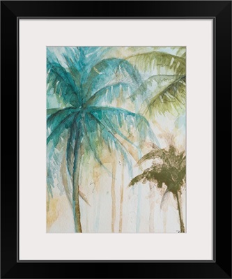 Watercolor Palms in Blue I