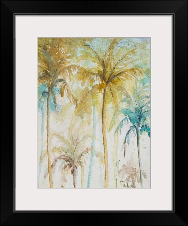 Watercolor Palms in Blue II