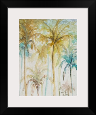 Watercolor Palms in Blue II