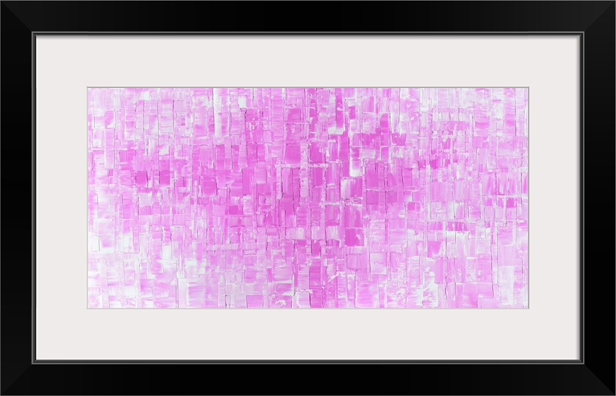 Large abstract art in shades of pink and white with geometric shapes.