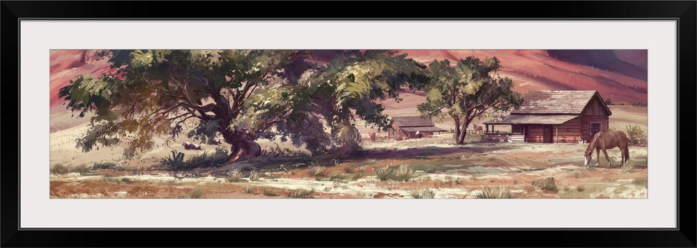 Painting of farms in southwest desert.