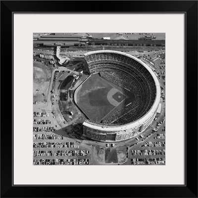 Aerial view of Shea Stadium in Queens, New York, 1970