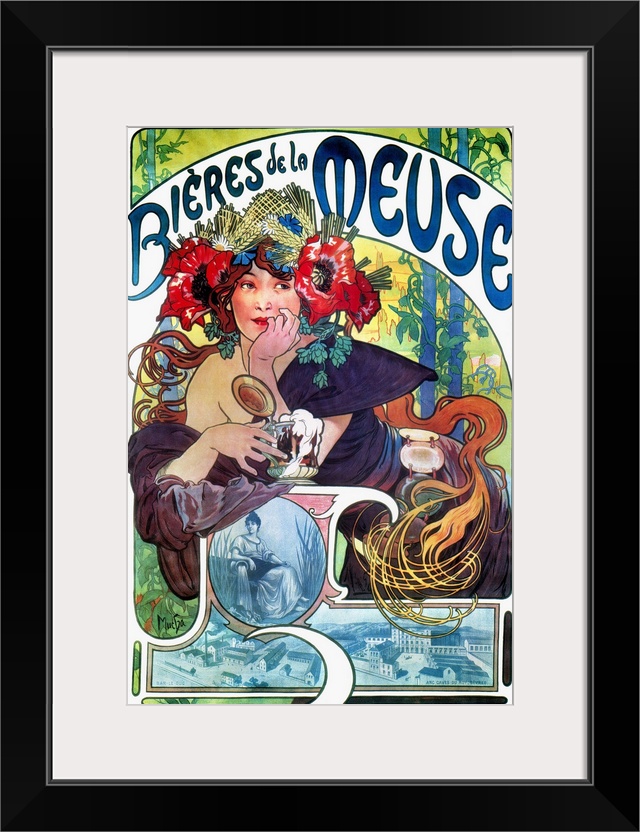 French lithograph advertising poster, c1897, by Alphonse Mucha for Bieres de la Meuse.