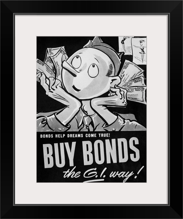 'Bonds Help Dreams Come True! Buy Bonds the G.I. Way!' Poster advertising war bonds, c1942.