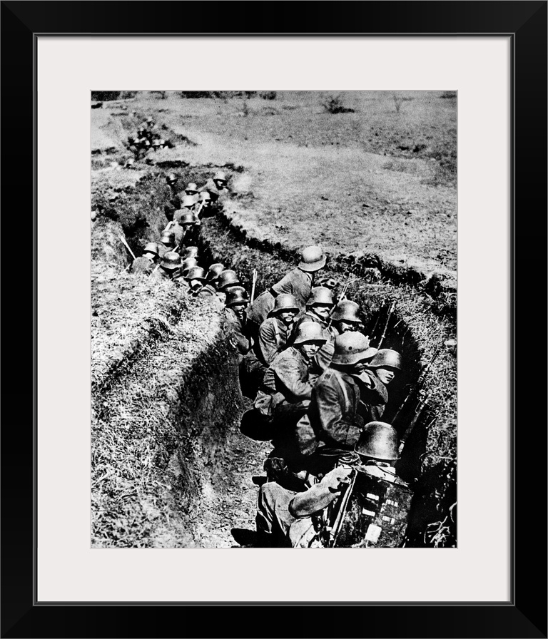 German troops in a trench during World War I. Photograph, c1917.