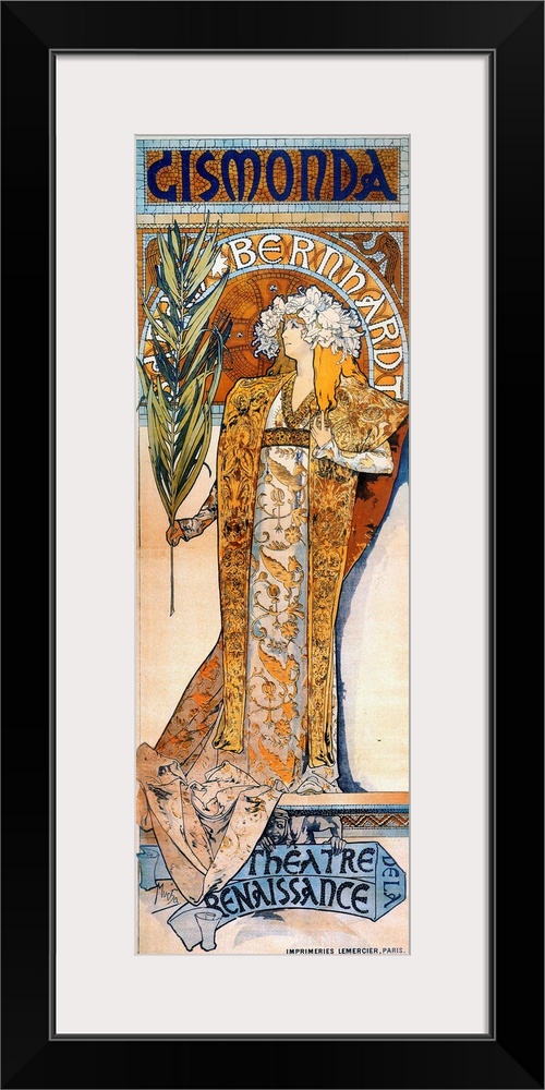 Lithograph poster by Alphonse Mucha for 'Gismonda,' directed by and starring Sarah Bernhardt at the Th??tre de la Renaissa...