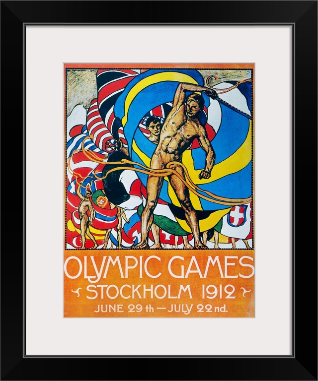 The official poster for the 1912 Olympic Games at Stockholm, Sweden.