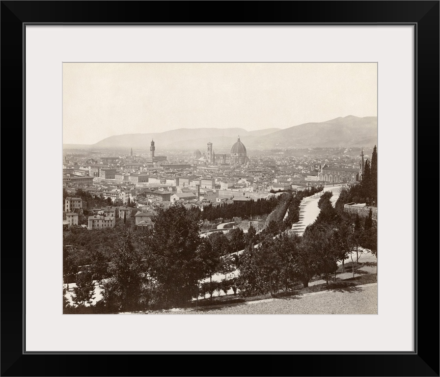 Italy, Florence. Panorama Of the Viale Dei Colli In Florence, Italy. Photograph By Giacomo Brogi, C1870.