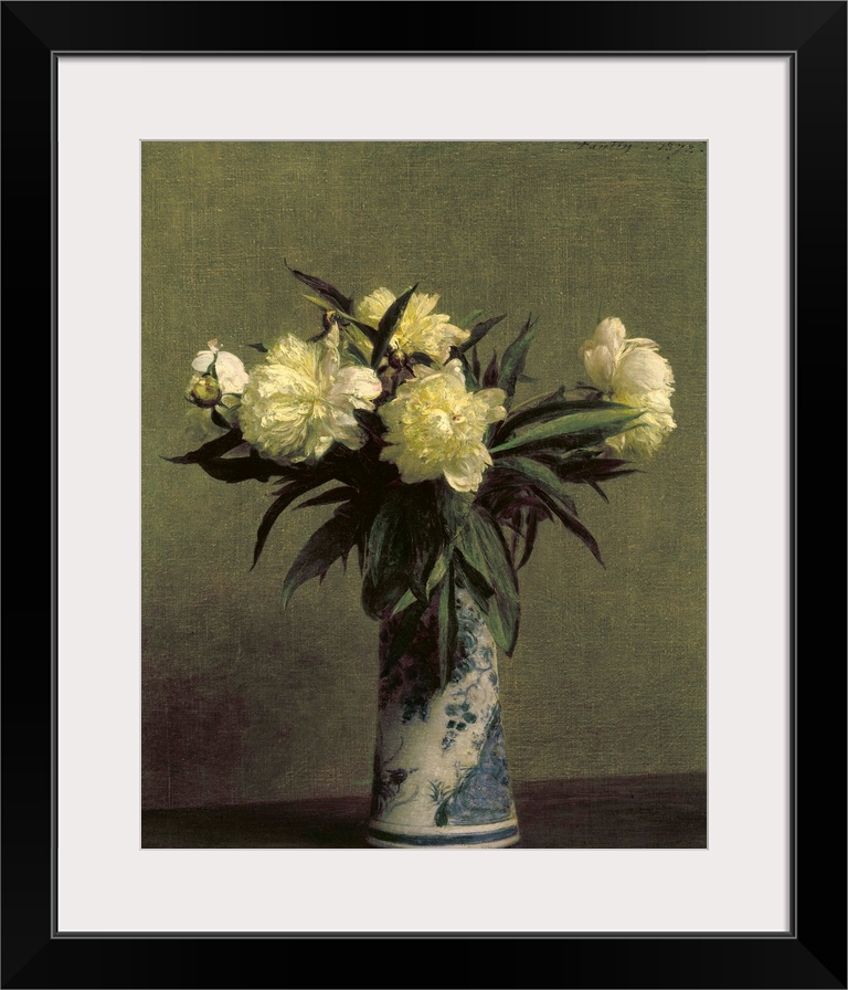 Fantin-Latour, Peonies, 1872. Peonies In A Blue And White Vase. Oil On Canvas By Henri Fantin-Latour, 1872.