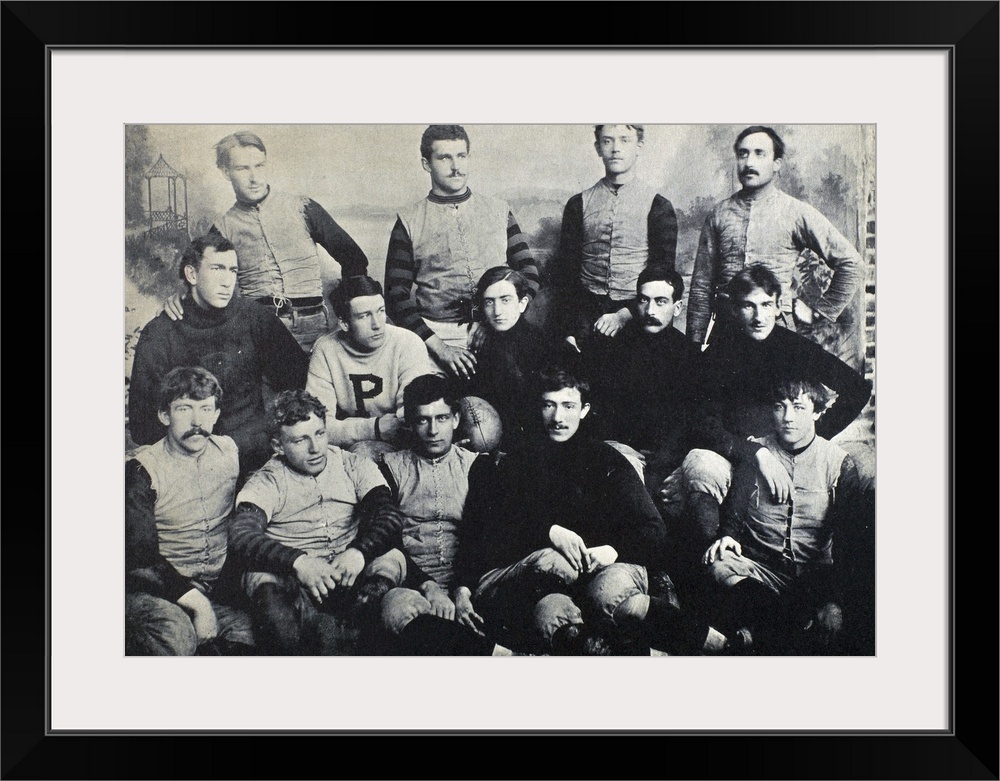 The Princeton football team of 1890. Holding the football is the captain of the team, Edgar Allan Poe, grand-nephew of the...