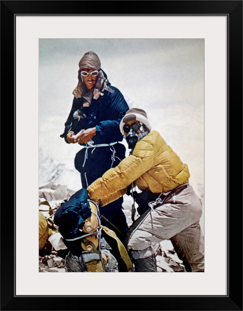 (1919-2008). New Zealand mountaineer and explorer. Sir Edmund Hillary and Tenzing Norgay near the summit of Mount Everest,...