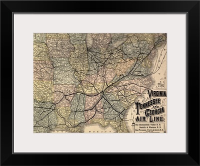 The Virginia, Tennessee, And Georgia Air Line, Railroad Map, 1882