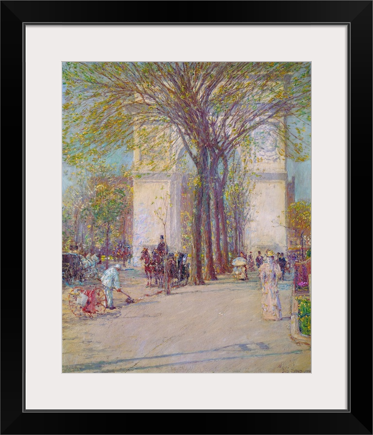 Washington Square arch in Spring. Oil on canvas by Childe Hassam, 1890.