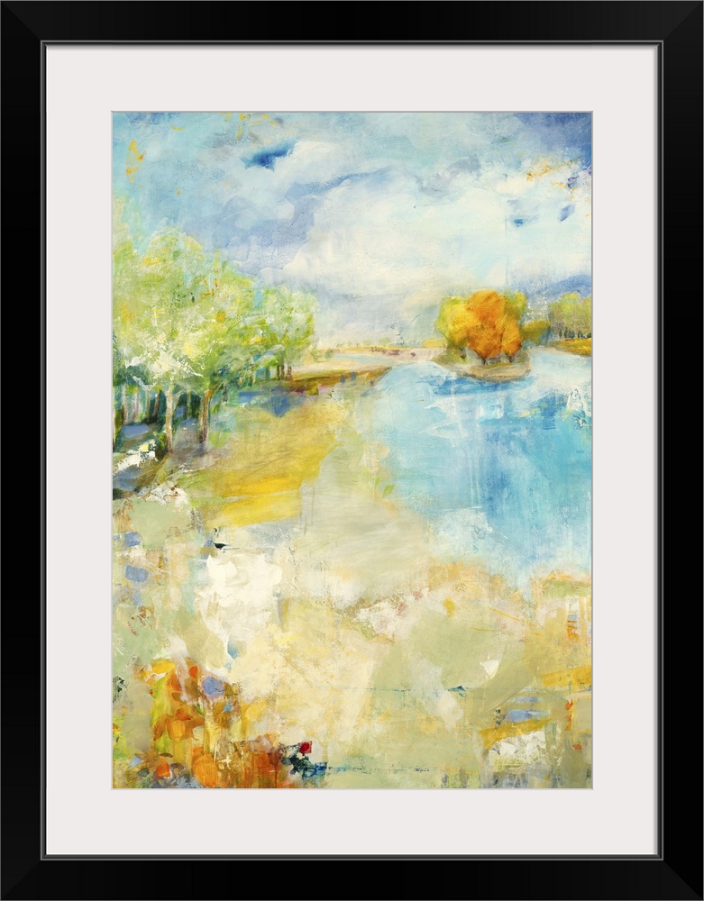 Contemporary painting of a tranquil landscape.