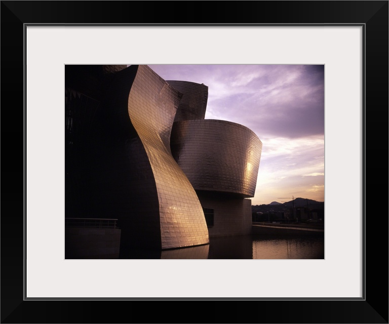 An exterior shot of the architecture of the Guggenheim Museum in Bilbao, Spain