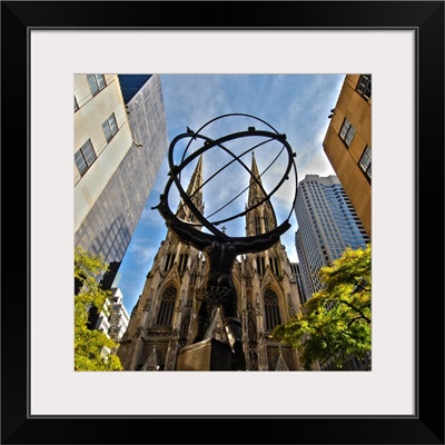 Atlas Sculpture and St. Patrick's Cathedral, Manhattan, New York