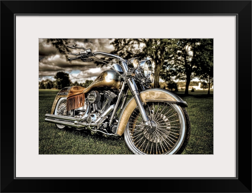 HDR photograph of a custom Harley Davidson Motorcycle.