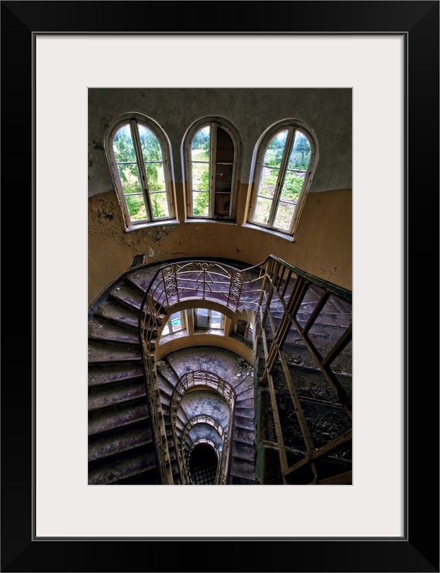 Abandoned hospital in East Germany with stairwell