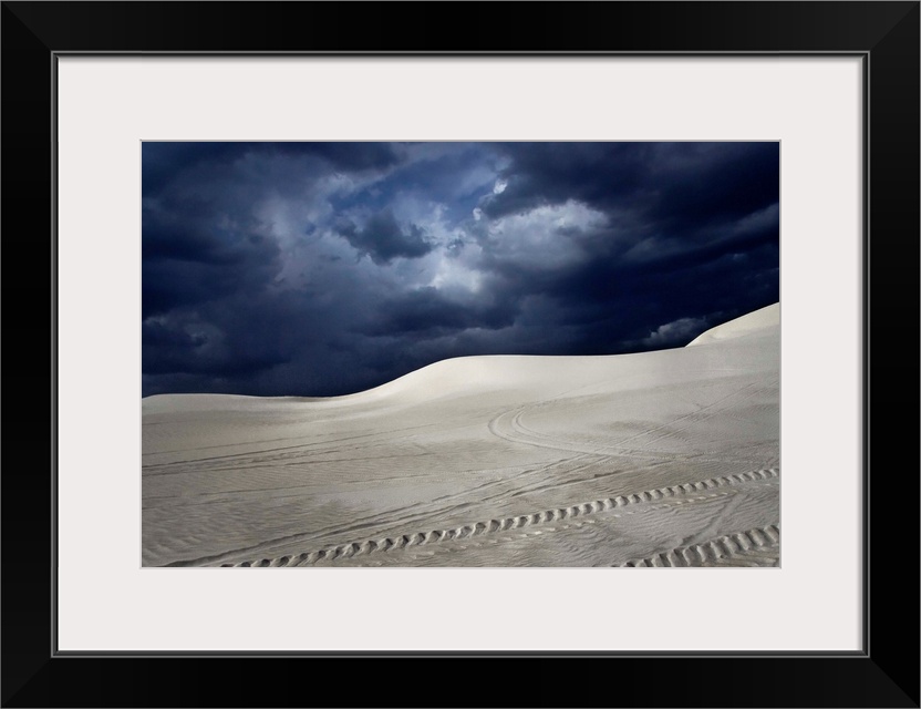 Car tracks in a desert. Lancelin dunes in Australia.