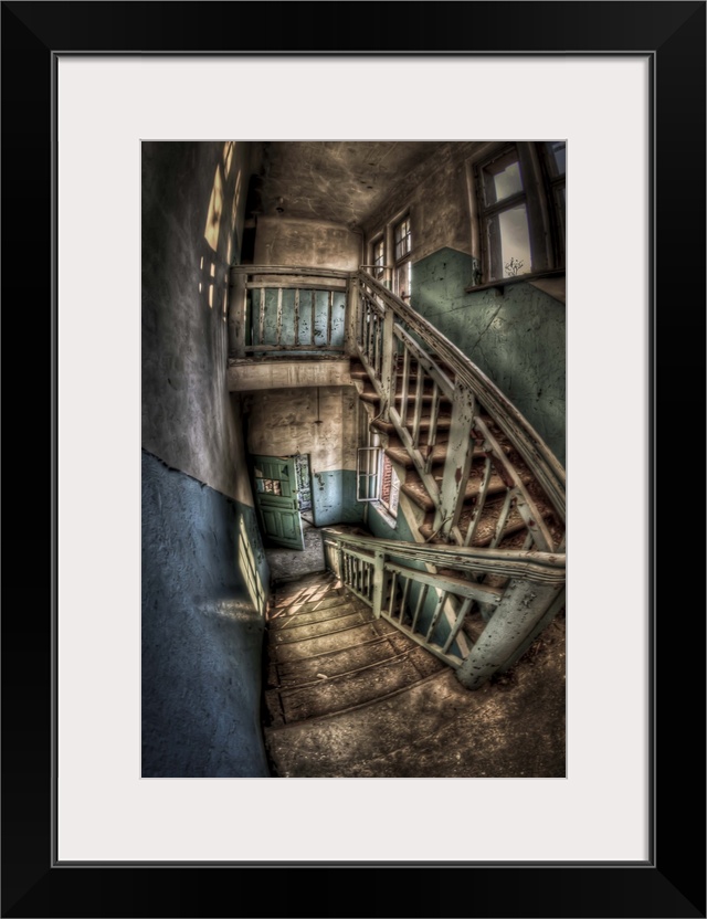 Abandoned lunatic asylum north of Berlin, Germany. Stairwell.