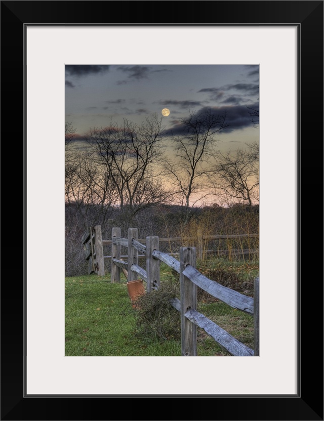 November Moon rising over hill at Inn at Cedar Falls in Hocking Hills