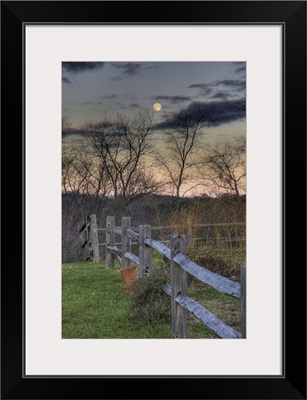 November Moon rising over hill at Inn at Cedar Falls in Hocking Hills