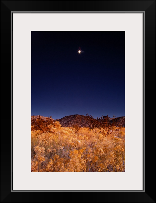 Sandia mountains desert twilight landscape moon rise, New Mexico