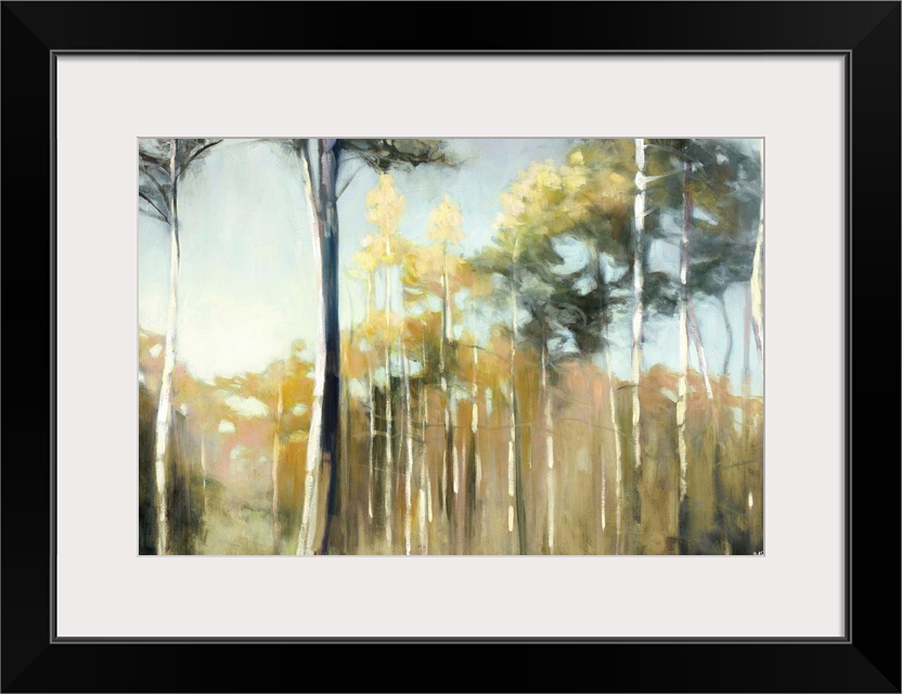 Contemporary painting of an aspen forest canopy.