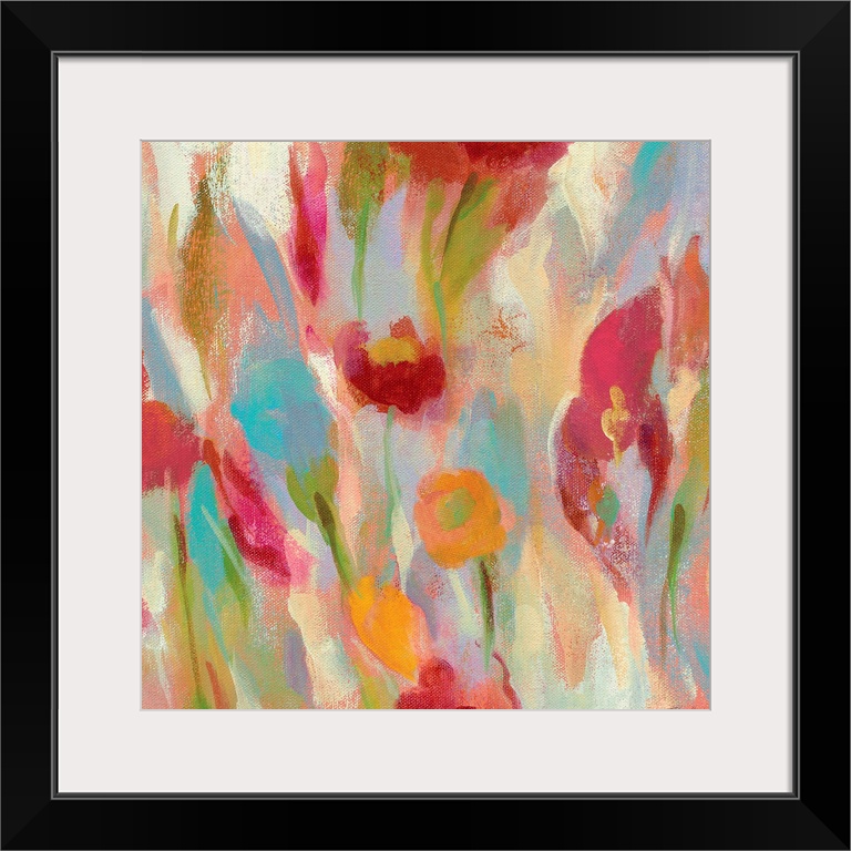 Contemporary abstract painting of a flowers.