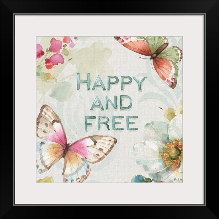 Contemporary sentiment artwork incorporating butterflies and flowers.