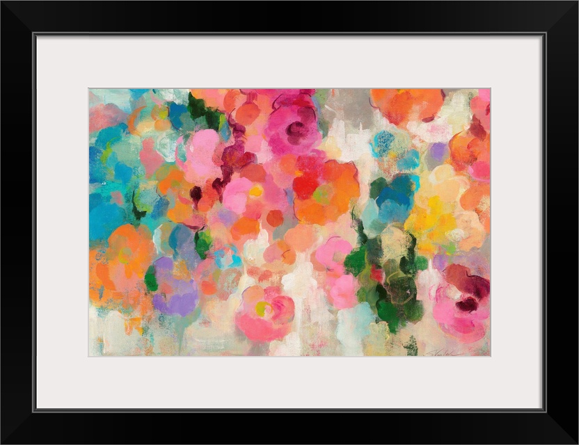 Contemporary painting of colorful flowers.