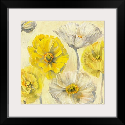 Gold and White Contemporary Poppies II