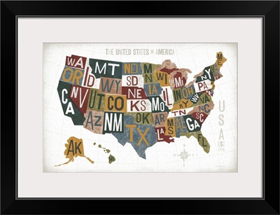 Letterpress USA Map