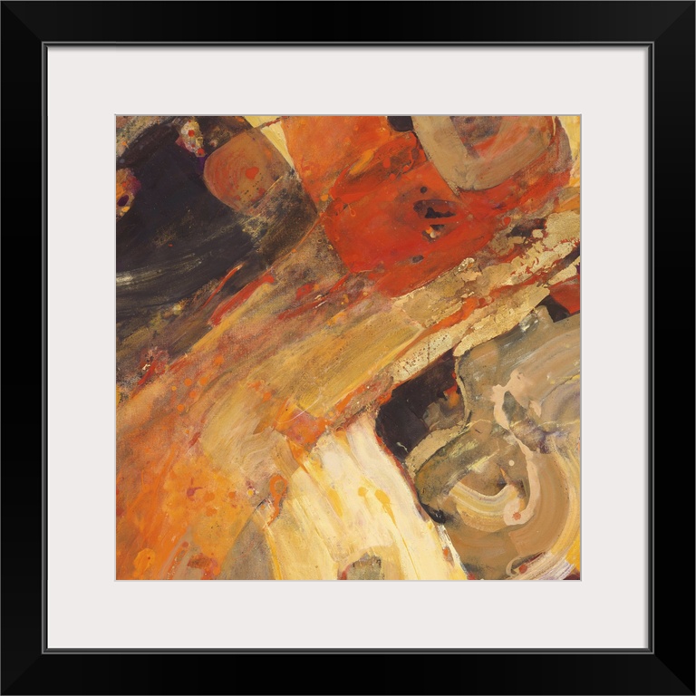 Reddish earthy tones make up this contemporary abstract painting.