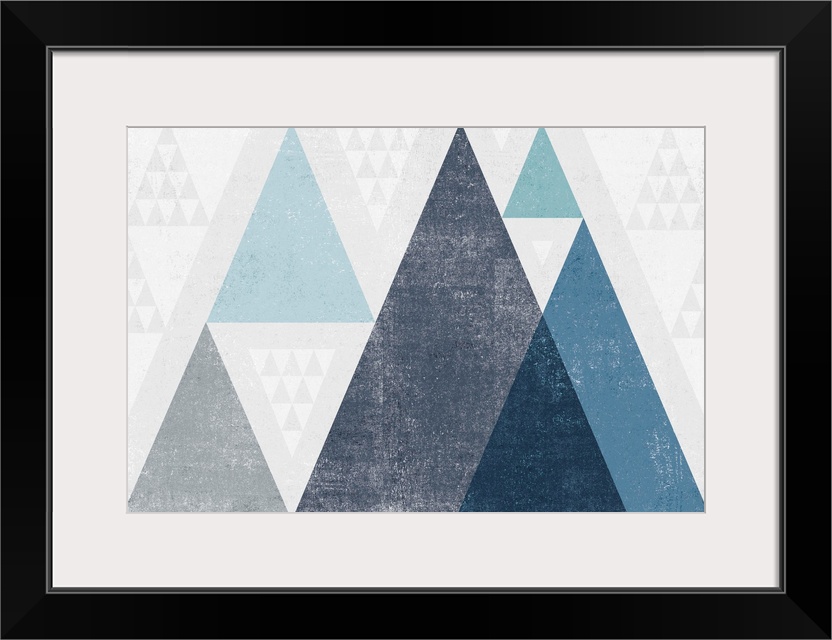 Abstract geometric artwork of a triangle design in cool blue.