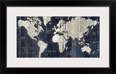 Old World Map Blue