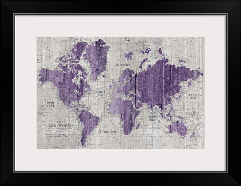 Old World Map Purple Gray