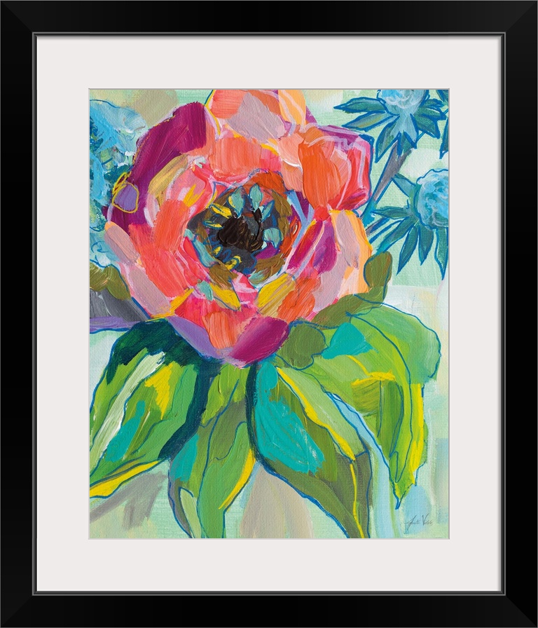 Abstracted bouquet of colorful florals.