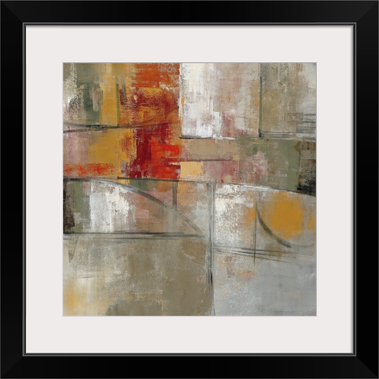 This square wall art is made with a variety of straight and round shapes creating an abstract painting with a subtle sense...
