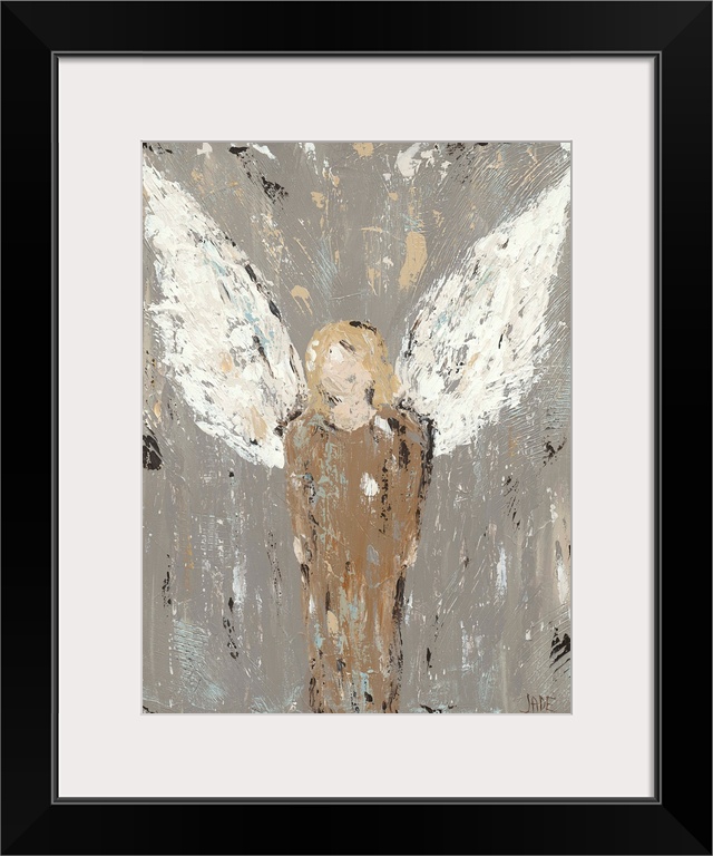 A very abstracted portrait of an angel in a long brown robe. Created in a very rustic style, this image would compliment a...