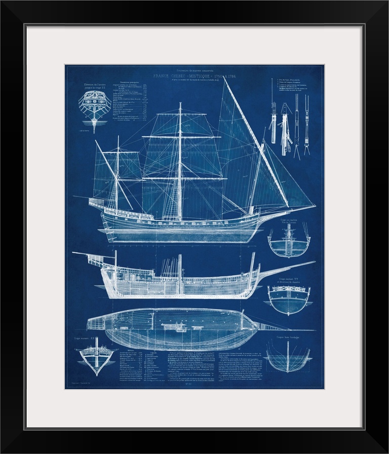 Antique Ship Blueprint I