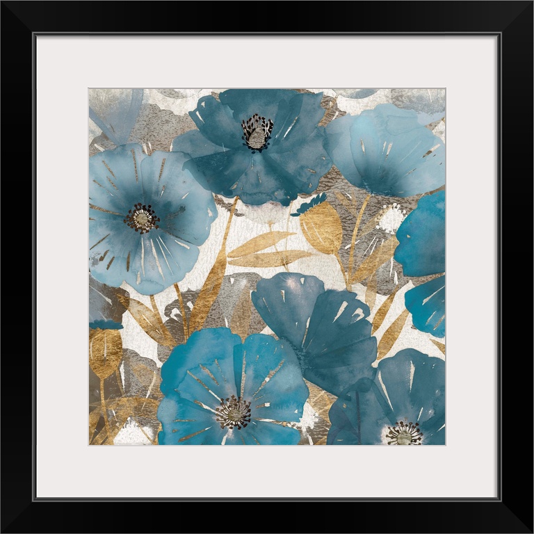 Blue and Gold Poppies I