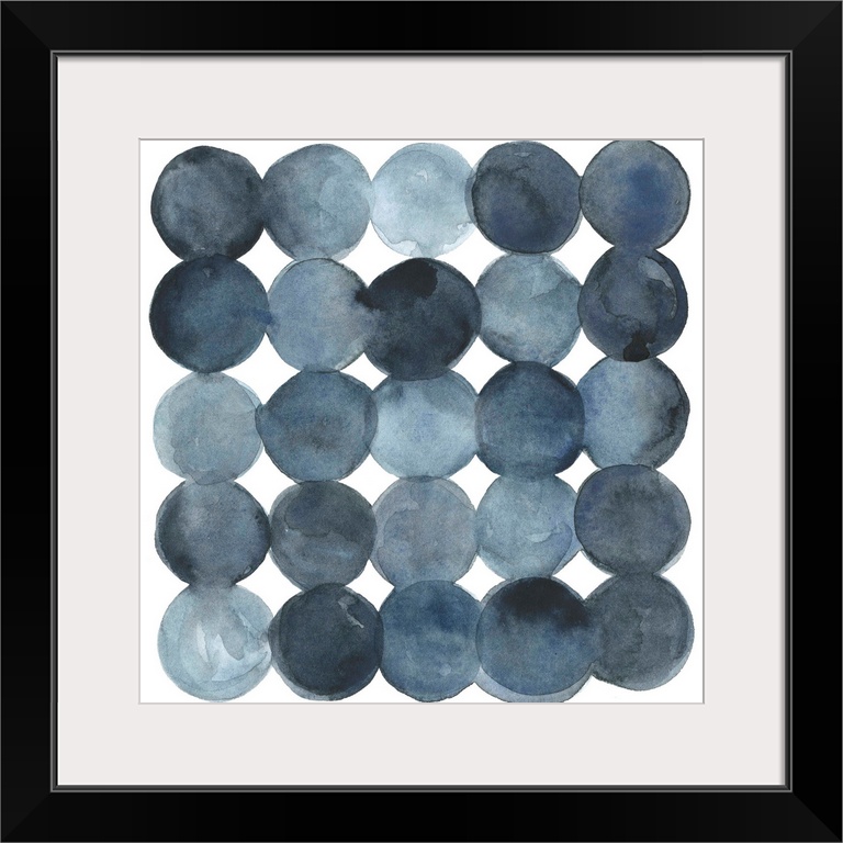 Dot-patterned abstract watercolor painting of blue-gray tones.