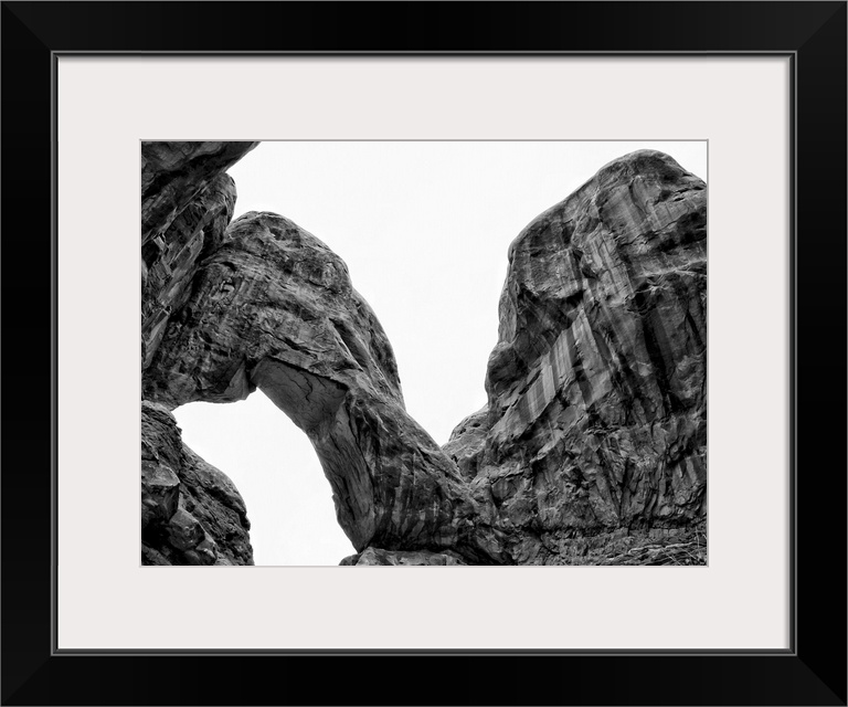 Black and white photograph of Arches National Park.