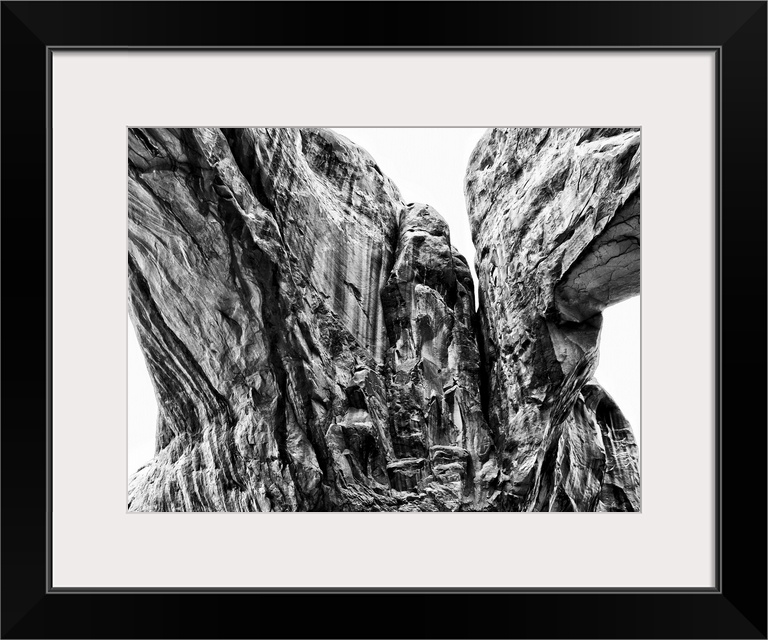 Black and white photograph of Arches National Park.