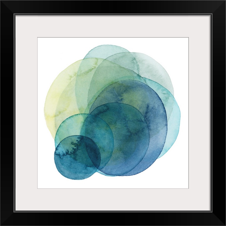 Inspired by the cosmos, these spinning watercolor circles resemble the orbit a planet takes in shades of blue, green and y...